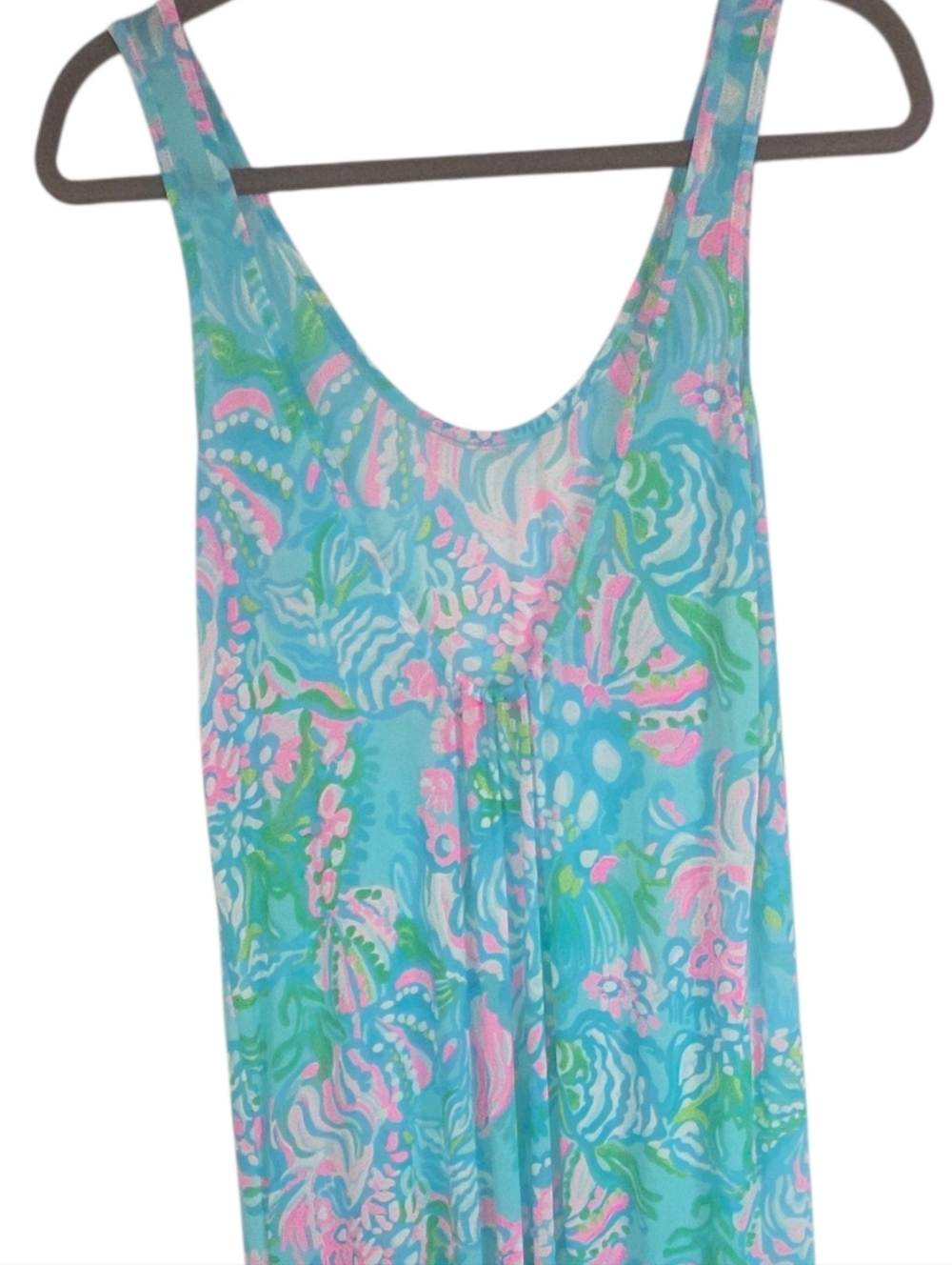Lilly Pulitzer Camellia Cover Up Blue Ibiza Aqua Pink Tropical Dress M Resort - Picture 6 of 11